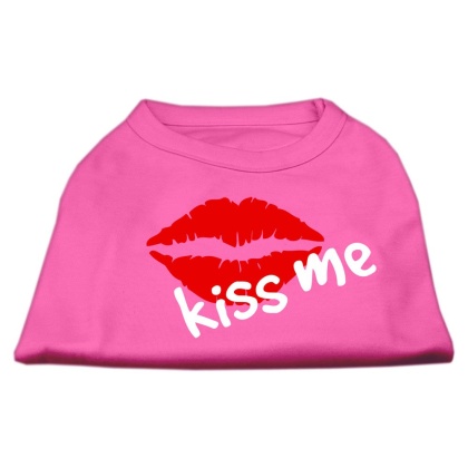 Kiss Me Screen Print Shirt Bright Pink Lg