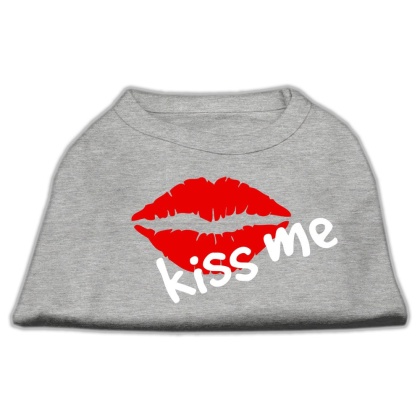 Kiss Me Screen Print Shirt Grey Lg