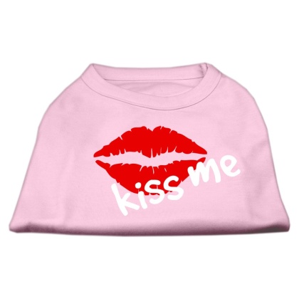 Kiss Me Screen Print Shirt Light Pink Lg