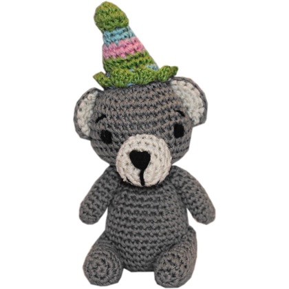 Knit Knacks Birthday Bear Organic Cotton Small Dog Toy