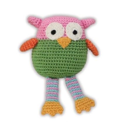 Knit Knacks Wise Guy Owl Organic Cotton Small Dog Toy