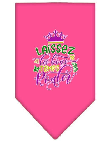 Laissez Les Bons Temps Rouler Screen Print Mardi Gras Bandana Bright Pink Large