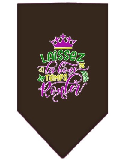 Laissez Les Bons Temps Rouler Screen Print Mardi Gras Bandana Cocoa Large