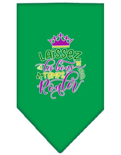 Laissez Les Bons Temps Rouler Screen Print Mardi Gras Bandana Emerald Green Large