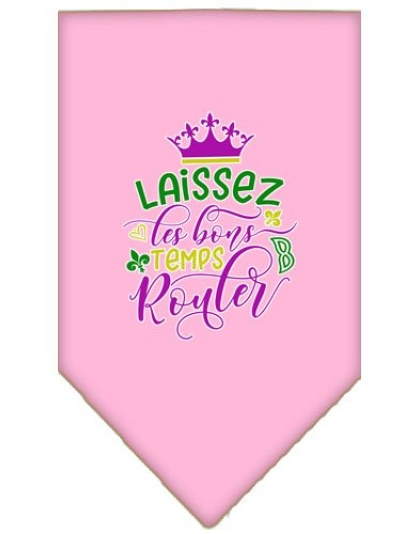 Laissez Les Bons Temps Rouler Screen Print Mardi Gras Bandana Light Pink Large
