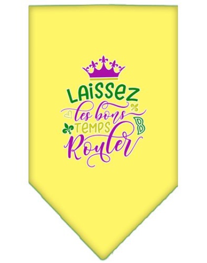 Laissez Les Bons Temps Rouler Screen Print Mardi Gras Bandana Yellow Large