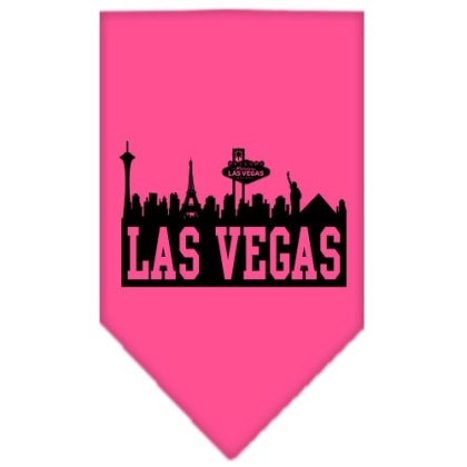 Las Vegas Skyline Screen Print Bandana Bright Pink Large