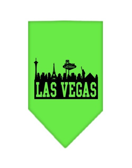 Las Vegas Skyline Screen Print Bandana Lime Green Large