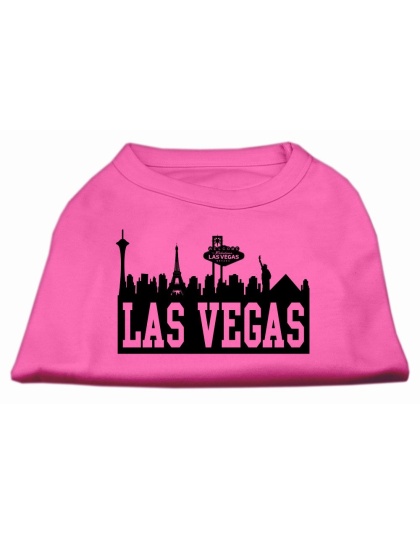 Las Vegas Skyline Screen Print Shirt Bright Pink Lg