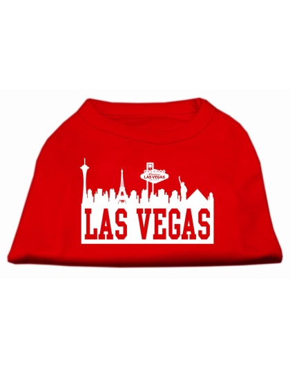 Las Vegas Skyline Screen Print Shirt Red Lg