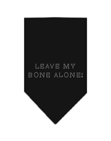 Leave My Bone Alone Rhinestone Bandana Black Large