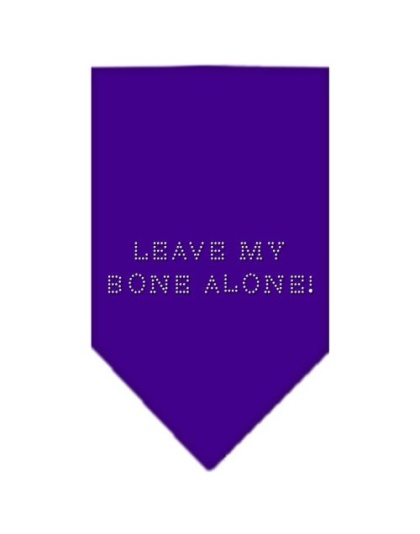 Leave My Bone Alone Rhinestone Bandana Purple Large