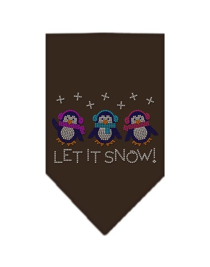 Let It Snow Penguins Rhinestone Bandana Cocoa Large