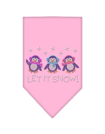 Let It Snow Penguins Rhinestone Bandana Light Pink Large