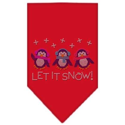 Let It Snow Penguins Rhinestone Bandana Red Large