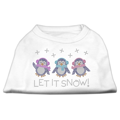 Let It Snow Penguins Rhinestone Shirt White L