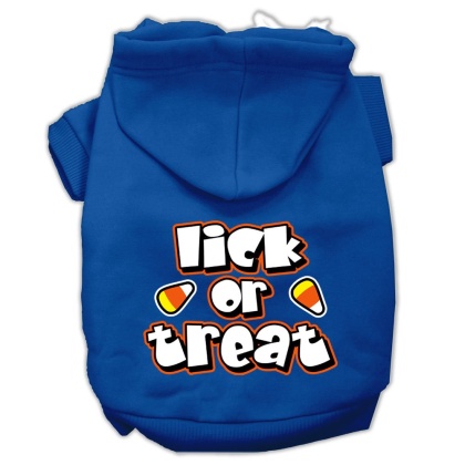 Lick Or Treat Screen Print Pet Hoodies Blue Size Lg
