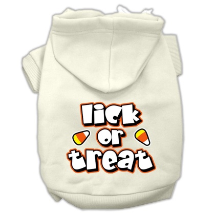 Lick Or Treat Screen Print Pet Hoodies Cream Size Lg