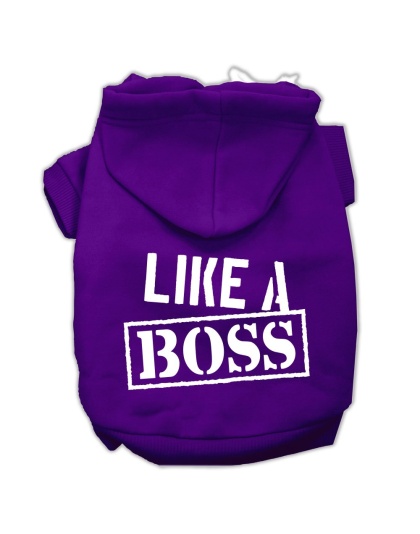Like a Boss Screen Print Pet Hoodies Purple Size Lg