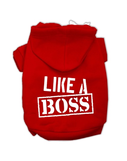 Like a Boss Screen Print Pet Hoodies Red Size Lg