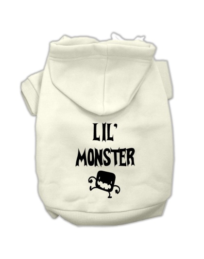 Lil Monster Screen Print Pet Hoodies Cream Size Lg