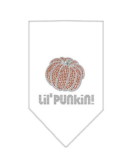 Lil Punkin Rhinestone Bandana White Large