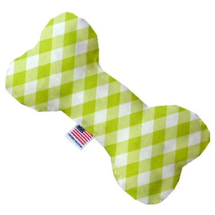 Lime Green Plaid 10 inch Canvas Bone Dog Toy