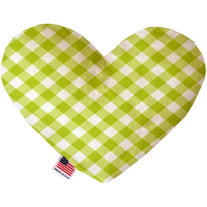 Lime Green Plaid 6 inch Canvas Heart Dog Toy