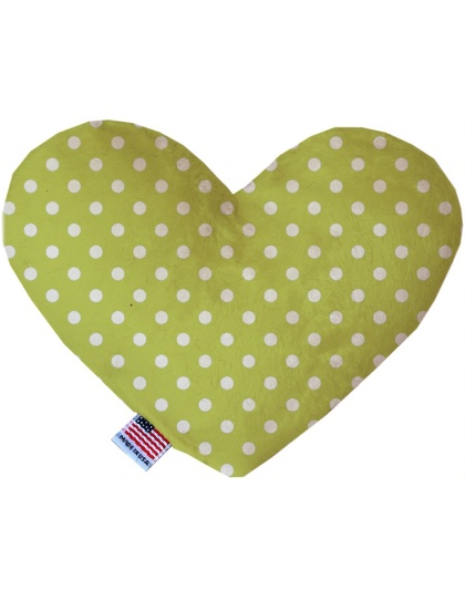 Lime Green Polka Dots 6 inch Canvas Heart Dog Toy