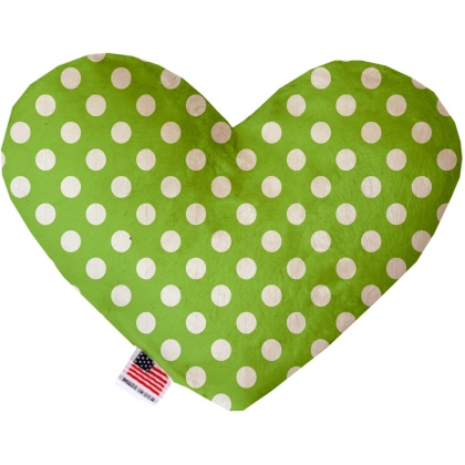 Lime Green Swiss Dots 6 Inch Canvas Heart Dog Toy