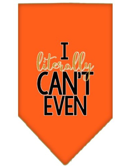 Literally Can't Even Screen Print Pet Bandana Orange Large