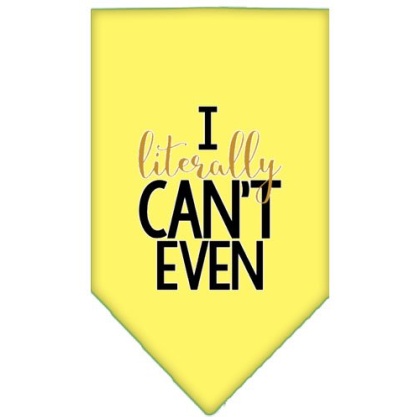 Literally Can't Even Screen Print Pet Bandana Yellow Large