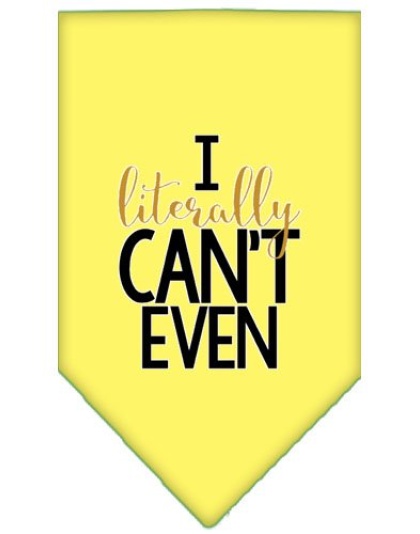 Literally Can't Even Screen Print Pet Bandana Yellow Large