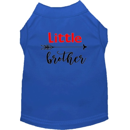 Little Brother Screen Print Dog Shirt Blue Lg