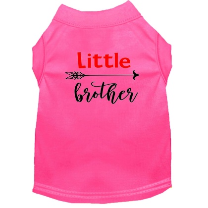 Little Brother Screen Print Dog Shirt Bright Pink Lg