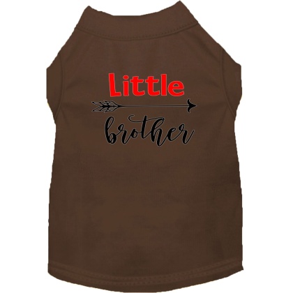 Little Brother Screen Print Dog Shirt Brown Lg