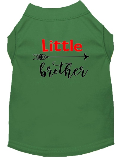 Little Brother Screen Print Dog Shirt Green Lg