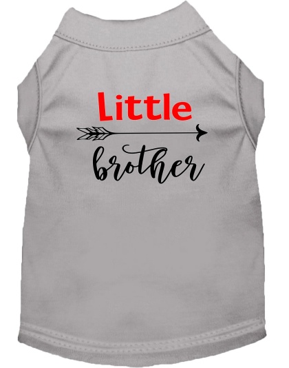 Little Brother Screen Print Dog Shirt Grey Lg