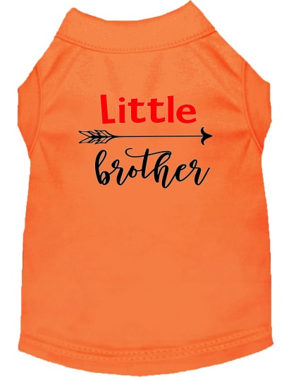 Little Brother Screen Print Dog Shirt Orange Lg