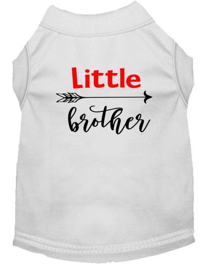 Little Brother Screen Print Dog Shirt White Lg