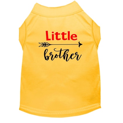 Little Brother Screen Print Dog Shirt Yellow Lg