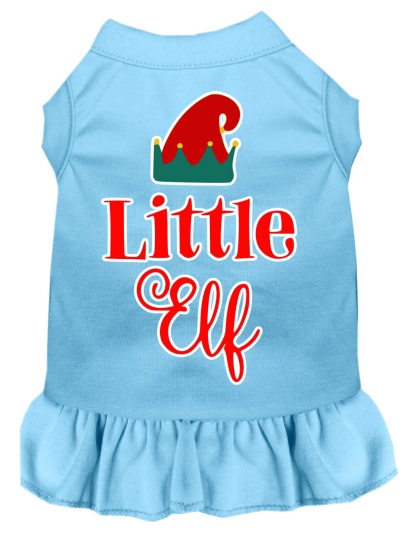 Little Elf Screen Print Dog Dress Baby Blue 4X