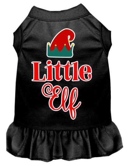 Little Elf Screen Print Dog Dress Black 4X