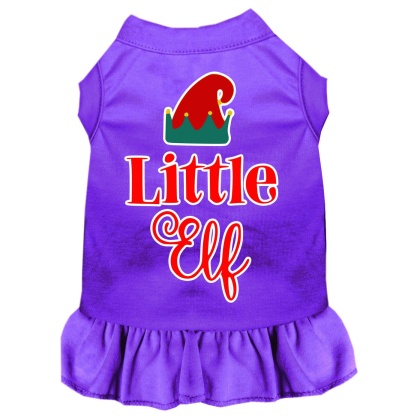 Little Elf Screen Print Dog Dress Purple 4X