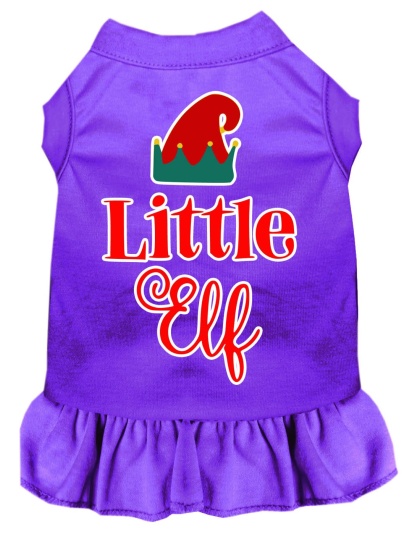 Little Elf Screen Print Dog Dress Purple 4X