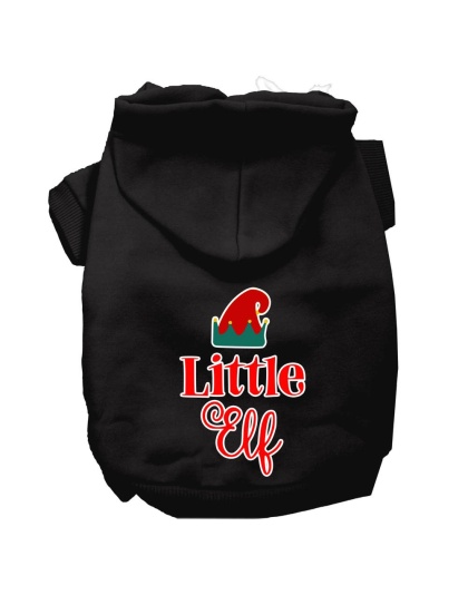 Little Elf Screen Print Dog Hoodie Black L