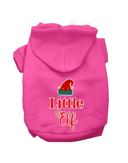 Little Elf Screen Print Dog Hoodie Bright Pink L