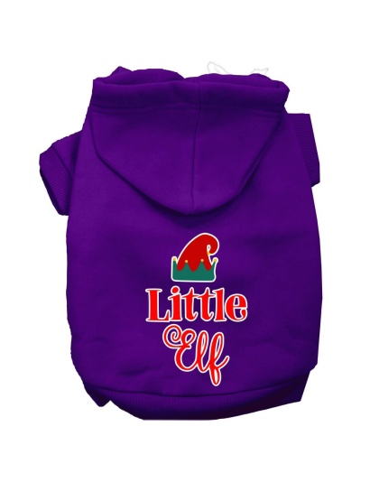 Little Elf Screen Print Dog Hoodie Purple L