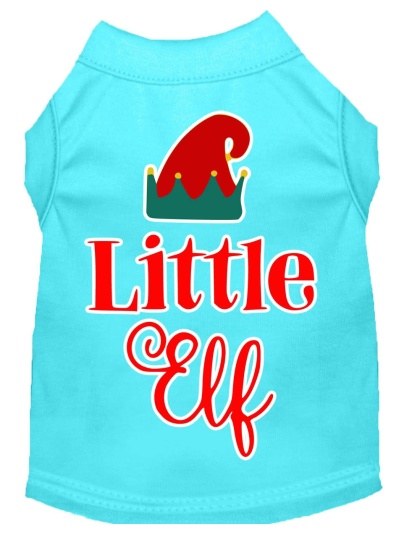 Little Elf Screen Print Dog Shirt Aqua Lg