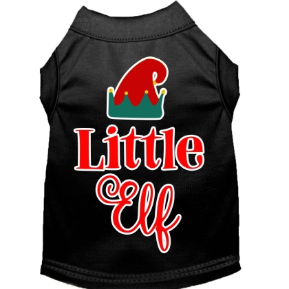 Little Elf Screen Print Dog Shirt Black Lg